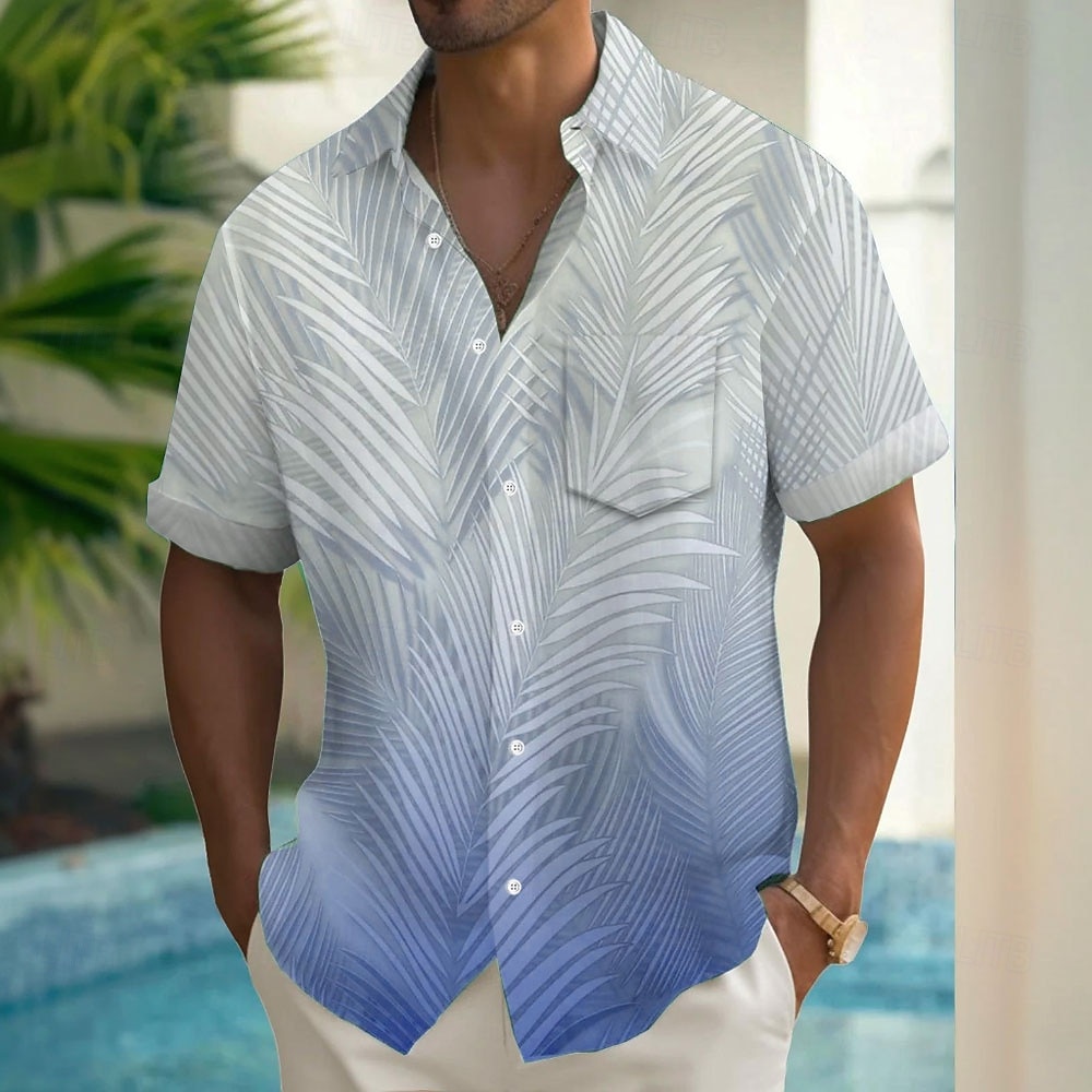 בגדי ריקוד גברים שיפוע טרופי עלה דקל חולצת הוואי חולצה עם כפתורים חולצת אלוהה שרוולים קצרים הוואי חגים ביגוד חוף קיץ אביב צווארון מתקפל הדפסת תלת מימד חולצות צווארון כיס אחד קדמי פול סגול חום תלתן 2025 - $23.99 –P5