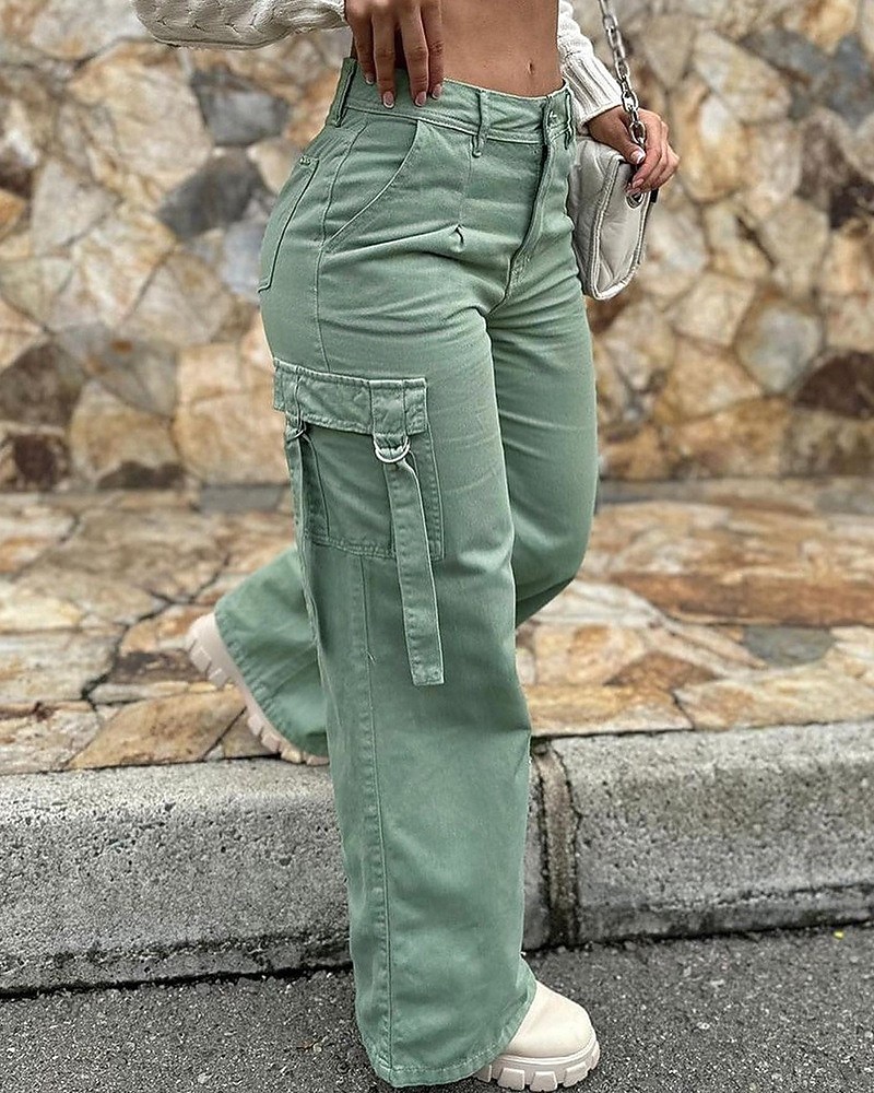 Women's Cargo Pants Fashion Streetwear Full Length Natural Plain Pocket Comfy Outdoor Comfortable Outdoor Vacation Holiday Dark Grey Green Fall Regular Fit 2026 - $36.99 –P2