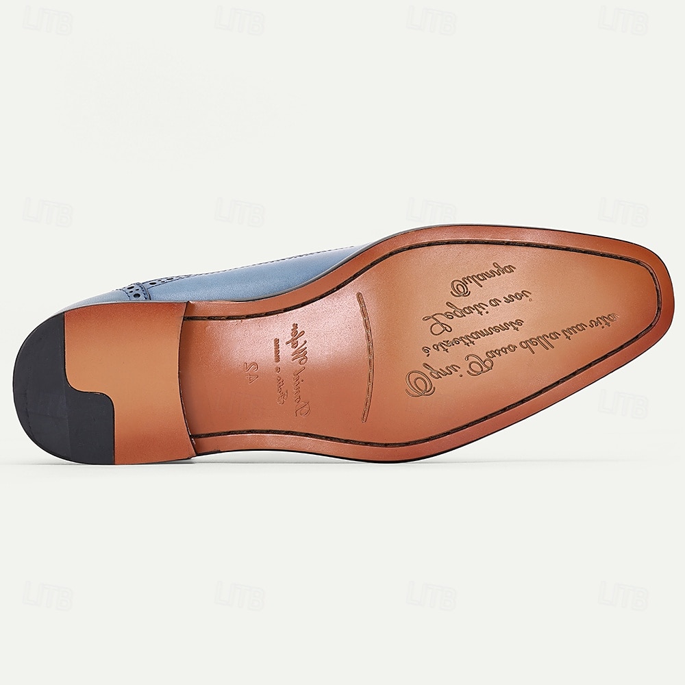Herren-Brogue-Abendschuhe aus echtem Rindsleder in Blau – klassische Schnürschuhe für formelle Anlässe, Business und Hochzeiten 2025 - $109.99 –P6