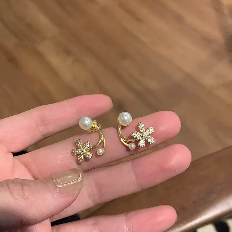 Per donna Orecchini a perno Tropicale Gioia Trifoglio Tropicale Elegante Orecchini Gioielli Oro Per Feste del 2026 a $11.49 –P5