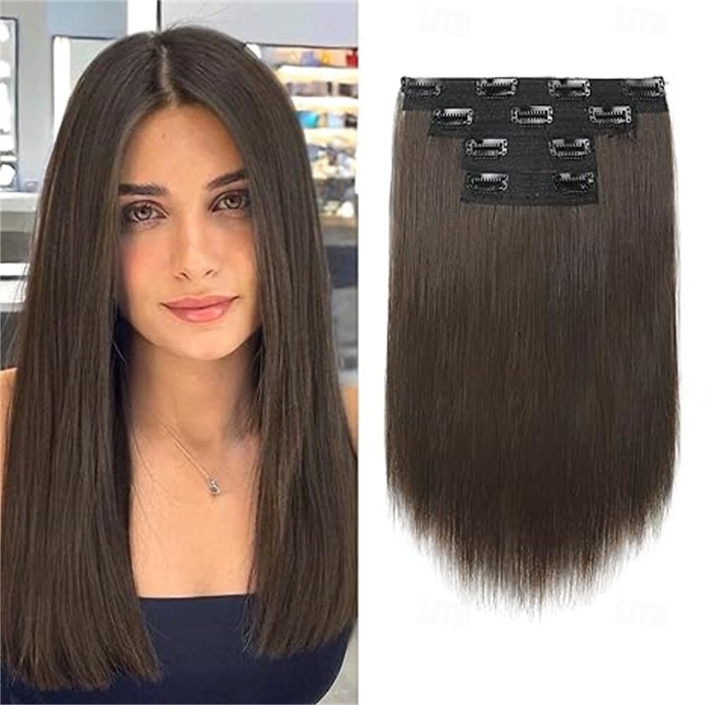 Extension per capelli, 14 clip corte, 4 pezzi, lisce, naturali, sintetiche, morbide, per donna - grigio argento del 2025 a $26.99 –P4