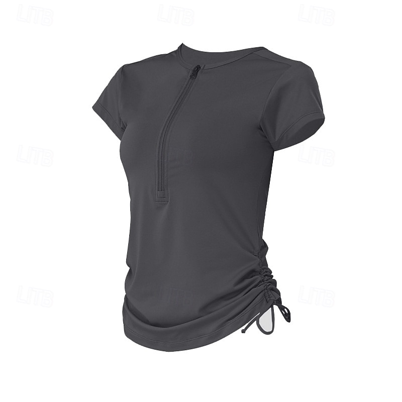 Dam Solid färg Träningströja Träningstoppar Elastisk Svettavvisande Andningsfunktion Tennis Pickleball Yoga Rund hals Överdelar Vit Rosa Blå Tenniskläder 2026 - $16.49 –P3