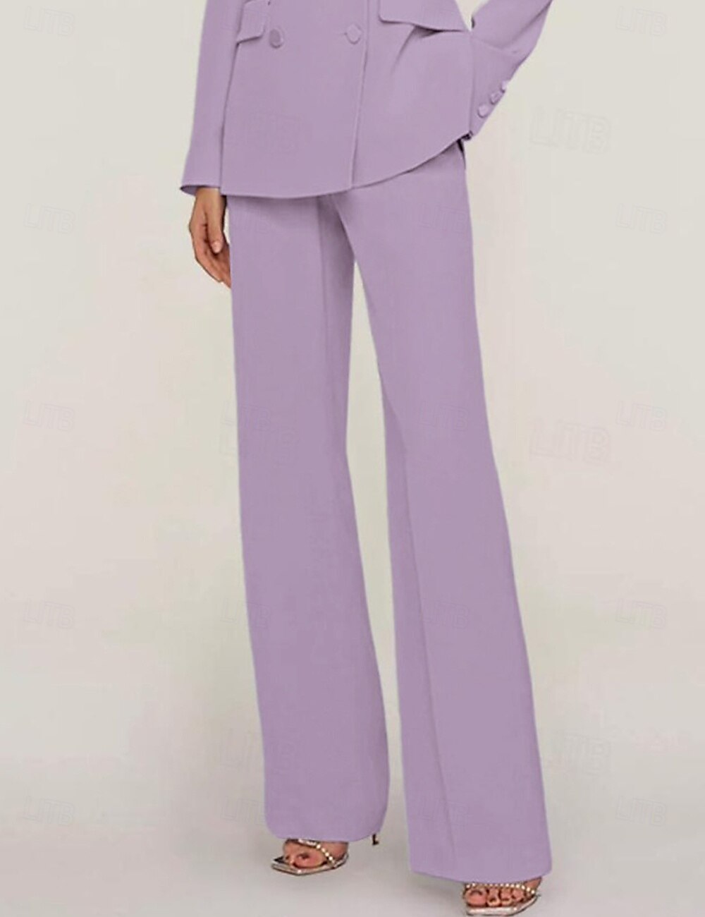Tuta / Completo Pantalone Abito da cerimonia per signora Formale Ospite di nozze Elegante Colletto a Camicia Lunghezza al pavimento Chiffon Elasticizzato Manica Lunga con Bottoni Tinta unita 2025 del 2025 a $68.99 –P15