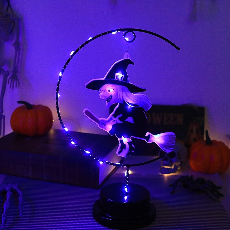 LED-koristeellinen lumottu halloween-yövalo, paristokäyttöinen pöytävalaisin kuunsirppilamput yöpöydän yövalot lahjat sopivat halloween cosplay -juhliin 2026 - $18.99 –P10
