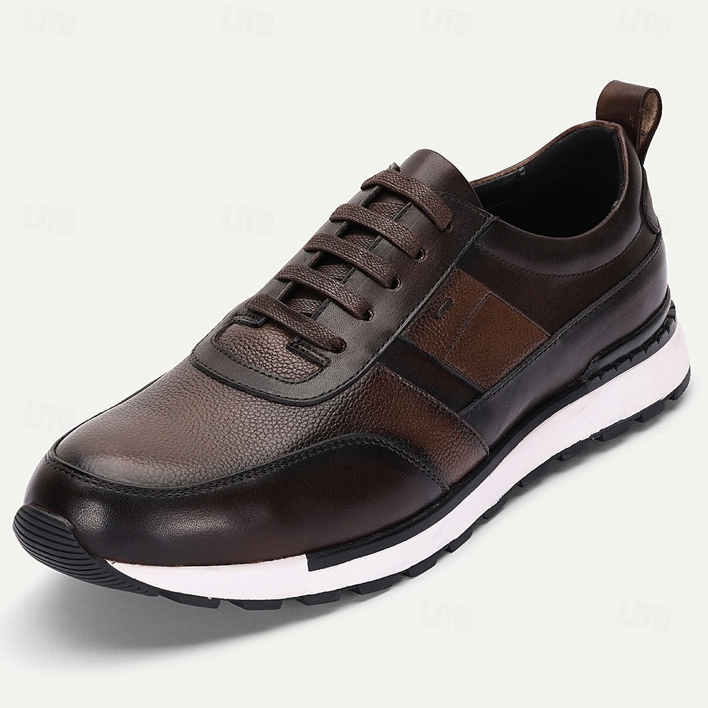 Sapatos casuais masculinos de couro bovino premium, design de cadarço de dois tons com sola esportiva, perfeitos para uso casual de negócios, viagens e caminhadas na cidade de 2026 por $109.99 –P2