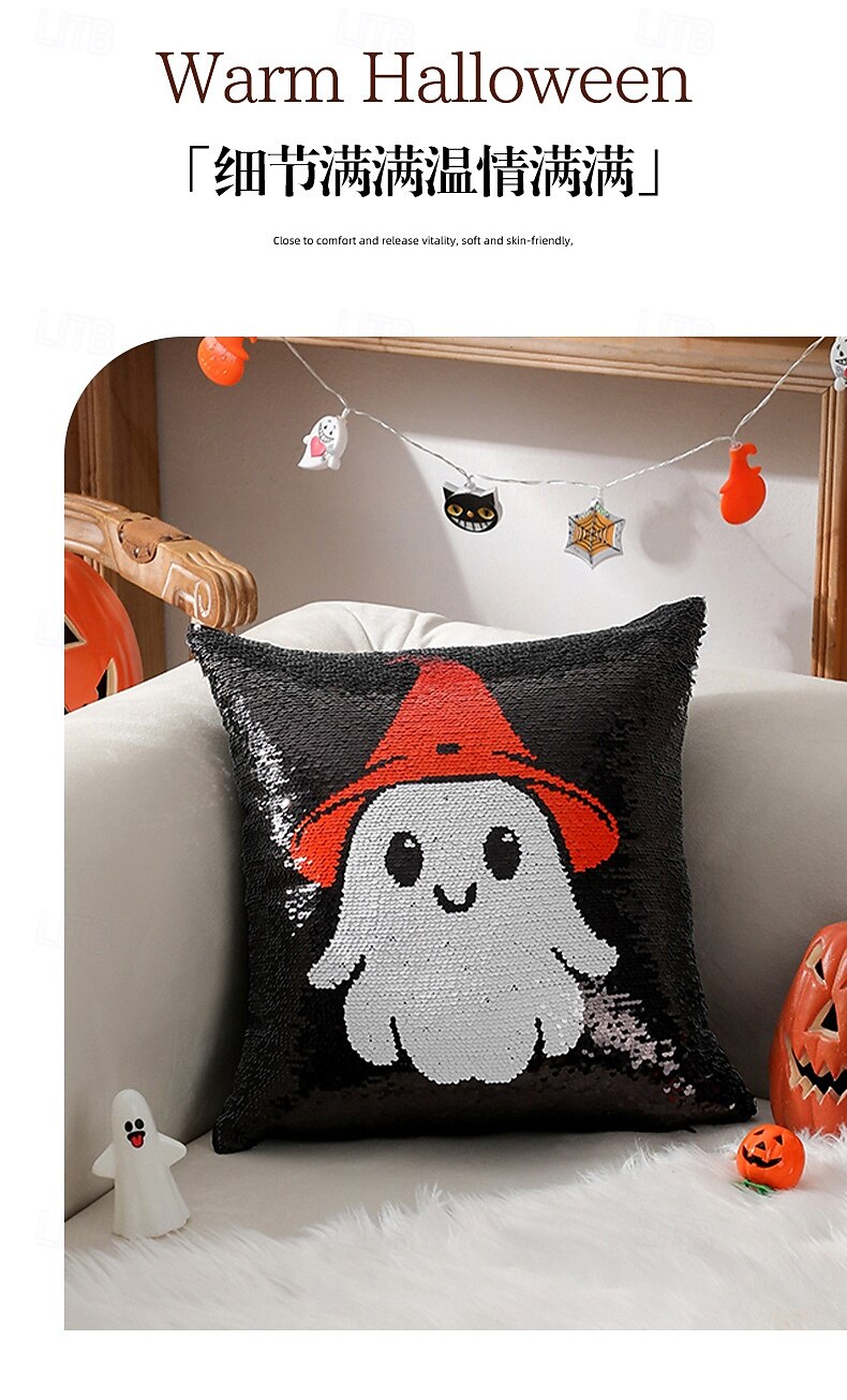 1 pcs Polyester Housse de coussin, Halloween Carré Traditionnel Classique de 2025 ? $16.99 –P6