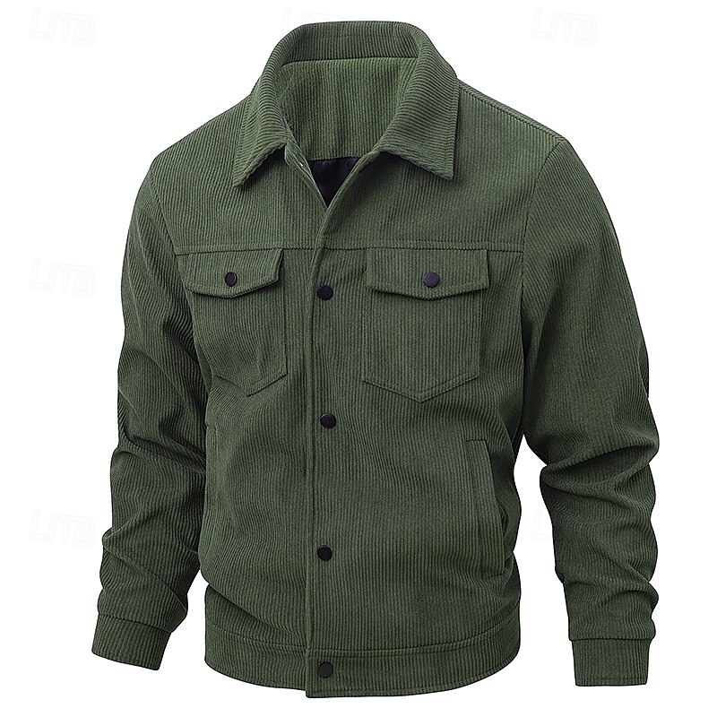 Per uomo Giacca Camicia Giacca in Velluto a Coste Casuale Quotidiano Traspirante Tasca Primavera & Autunno Semplice Classico Bavero Regolare Nero Bianco Verde scuro Marrone Giacca del 2025 a $36.99 –P1