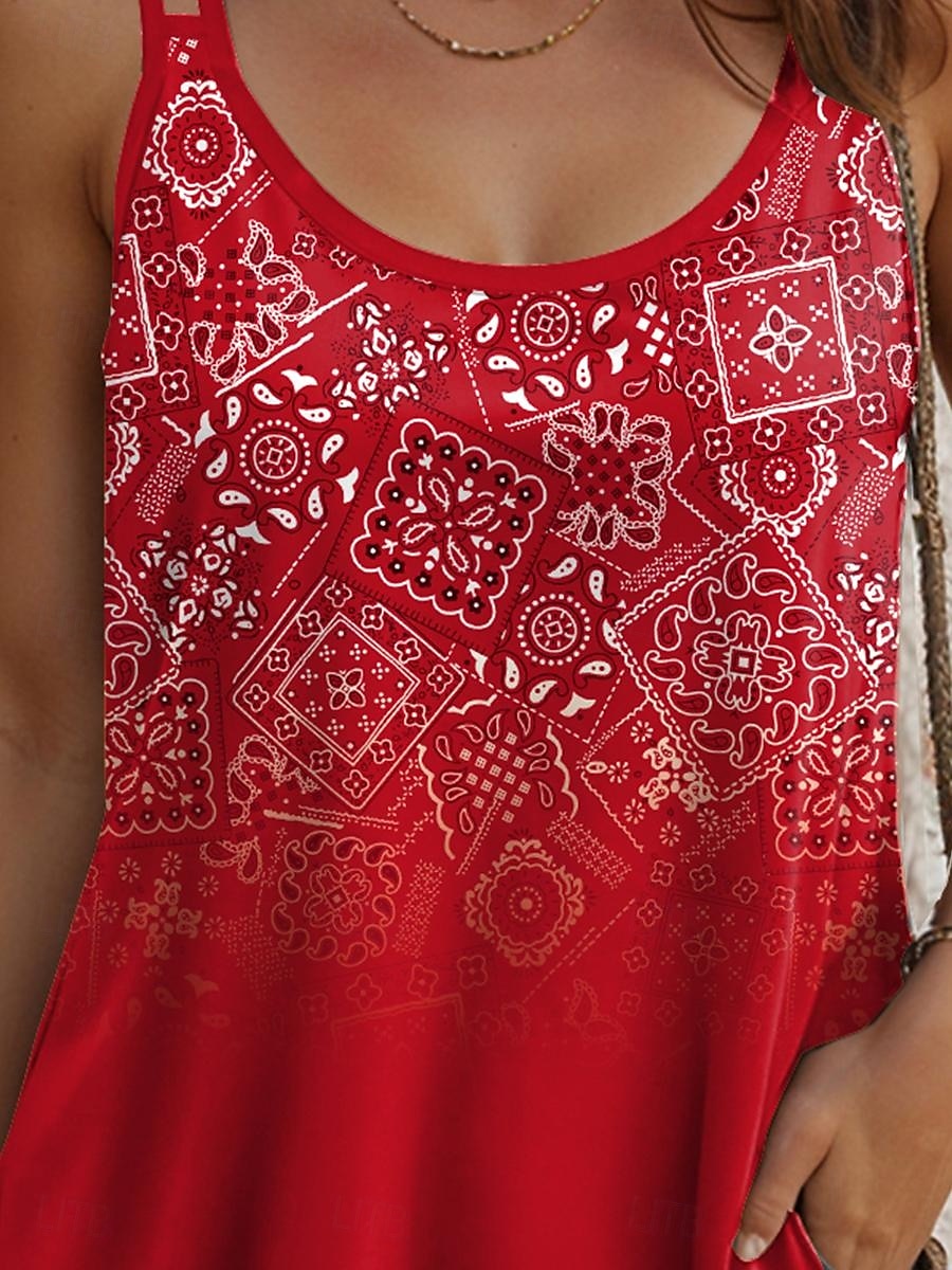 Női Camisole Tank Top Ombre Grafika Mértani Szüret Stílusos Ujjatlan Kanálnyak Normál felsők Napi Szabadság Nyomtatott Rubin Medence Bíbor Lóhere Nyár Tavasz 2025 - $17.99 –P3