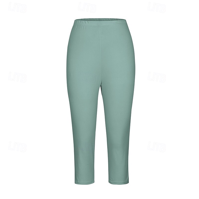 Mulheres Calças Capri Leggings Moda Casual Comprimento da panturrilha Cintura Média Tecido Cintura elástica Confortável Respirabilidade Com Stretch Férias Rua Roupa Diária Amarelo Claro Vinho de 2025 por $15.99 –P16