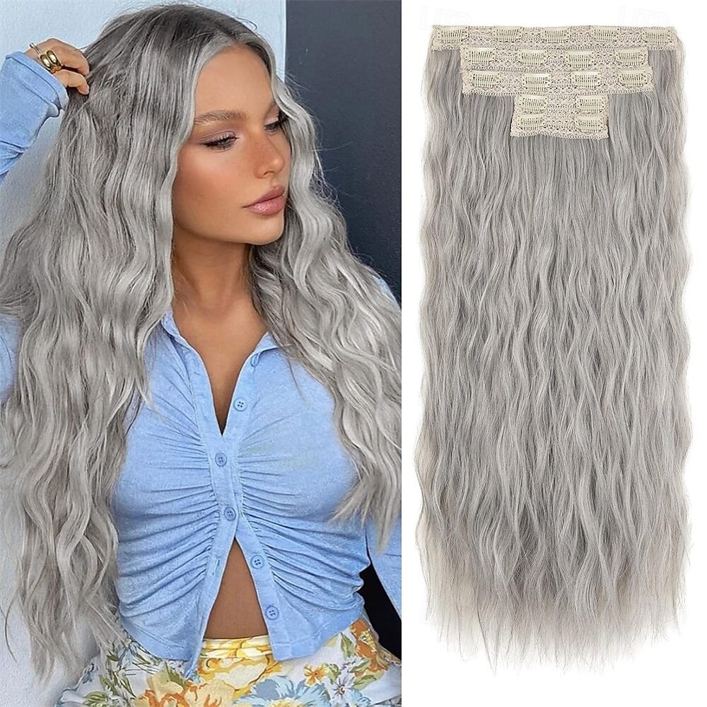 extensões de cabelo clip in 5 peças extensões de cabelo castanho 24 extensões de cabelo longas e grossas ondas soltas he002 trama de renda invisível apliques naturais macios para mulheres castanho de 2025 por $26.99 –P6