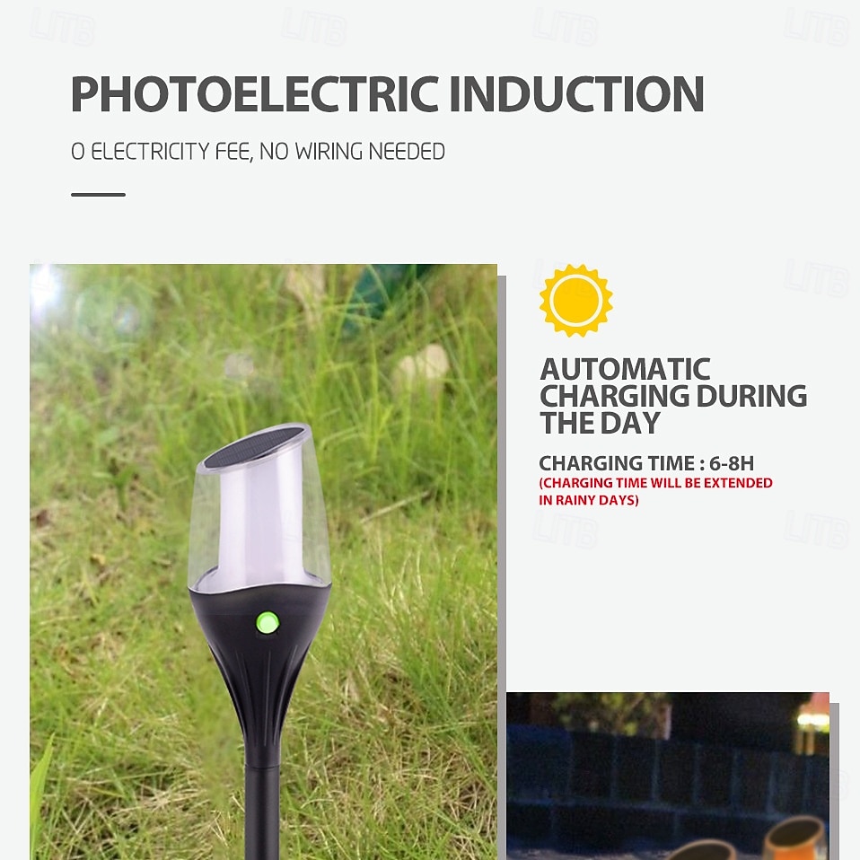 1 Pc Outdoor Waterproof Solar LED Torch Ground Plug Light Lawn Garden Courtyard Path Halloween Christmas Festival Flame Jumping Decorative Light Landscape Light 2026 - $16.49 –P13