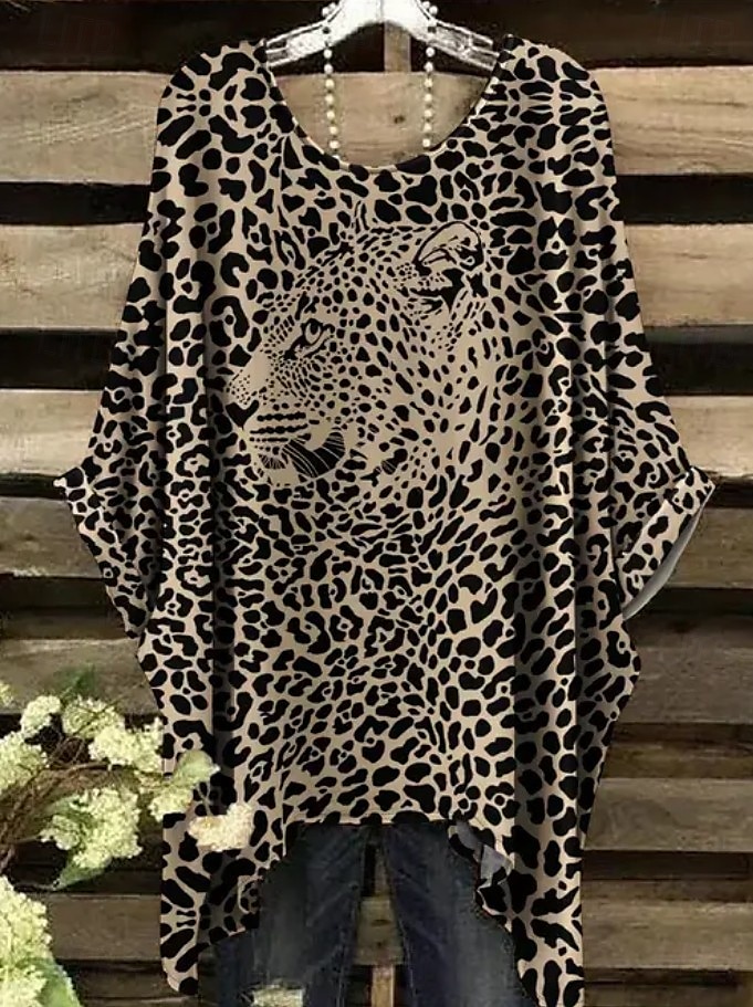 Damen Boho-Hemd Grafik Abstrakt Elegant Bohemien Aktiv Kurzarm Fledermaus Ärmel Rundhalsausschnitt Normale Oberteile Täglich Ferien Strandbekleidung Leicht Braun Blau Purpur Grün Rot / Blau Sommer 2025 - $22.99 –P2