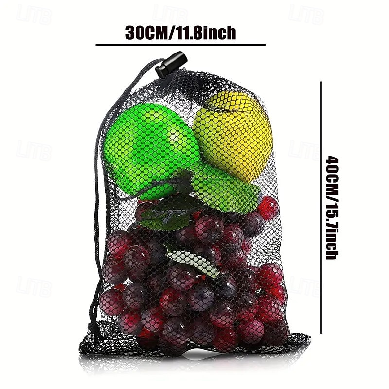 Paquete de 6 bolsas de malla de nailon duraderas con cordón, cierre de poliéster resistente a fugas, almacenamiento multiusos para comestibles, artículos deportivos, juguetes para niños, bocadillos, 2025 - $13.99 –P4