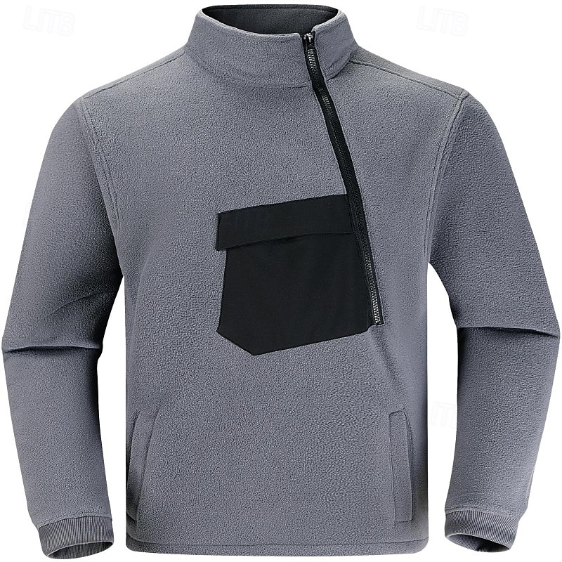 Homens Moletom com zíper Moletom Zip Moletom de lã Tático Preto Verde Tropa Cinzento Colarinho Clerical Tecido Zip Up Bolso frontal Desportos e Ar livre Casual Diário Roupa de rua Legal Roupa de de 2025 por $26.99 –P1