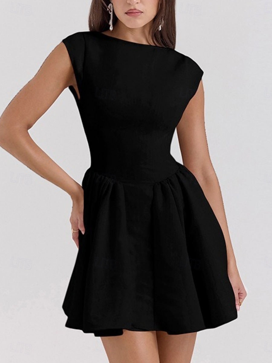Damen Minikleid Figurbetontes Kleid Elegant Party Cocktail Hochzeit Outdoor Party Normale Passform Einfarbig Ärmellos Rundhalsausschnitt Schwarz Weiß Wein Sommer 2025 - $26.99 –P10