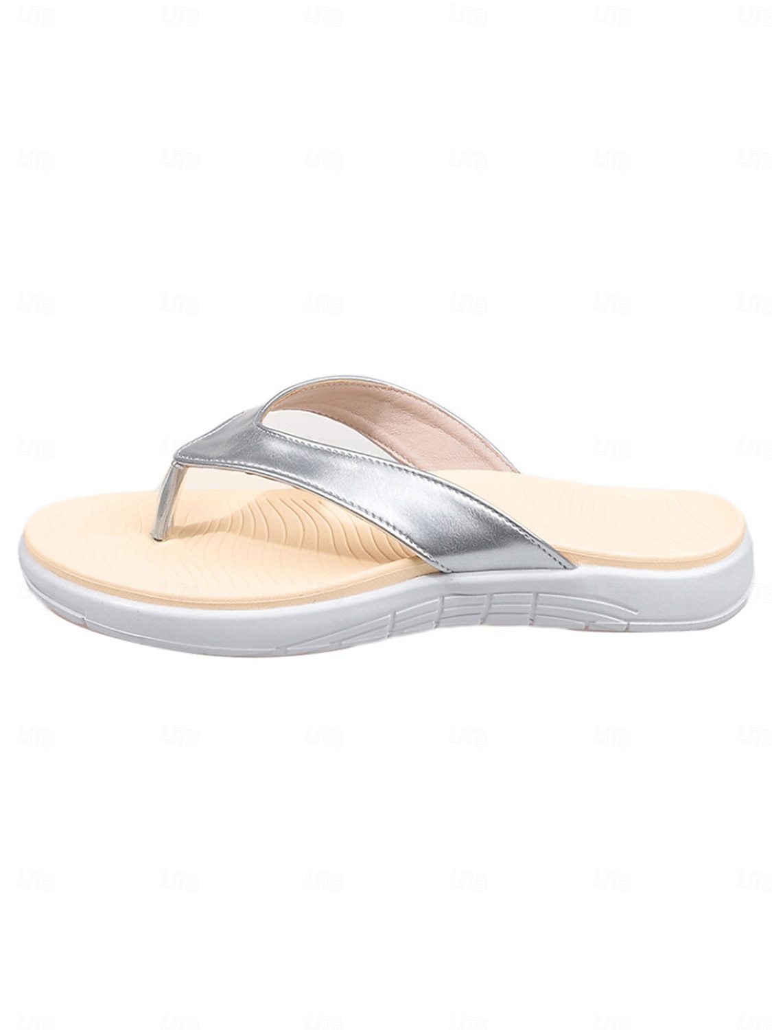 Silberne Flip-Flops für Damen mit gepolsterter Sohle – leichte Sommersandalen für Damen, ideal für den Pool, den Urlaub und gemütliche Spaziergänge 2025 - $19.99 –P1