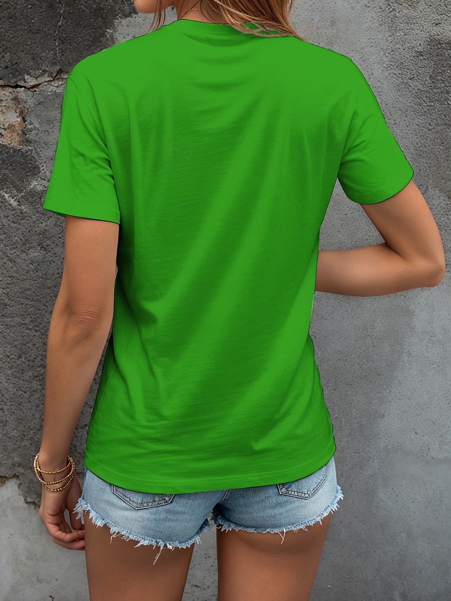 Fête d'Octobre Femmes T-shirt Graphique Lettre ancien Élégant Classique Manche Courte Col ras du cou Hauts Réguliers Quotidien Week-end Imprimé Noir et blanc Noir Blanche Rouge Bleu Été Printemps de 2025 ? $19.99 –P2