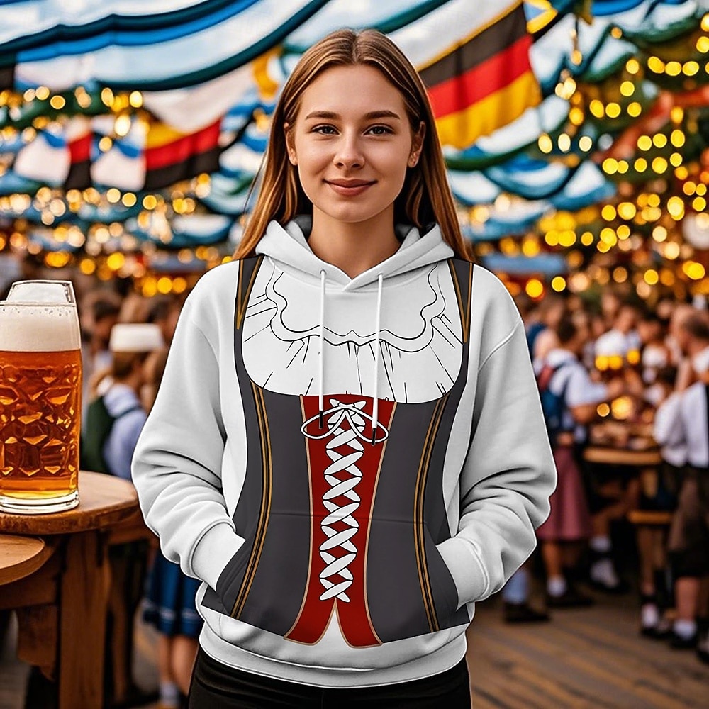 Pivo Oktoberfest Kapuce Tisk Přední kapsa Grafika Pro Dámské Dospělé Karneval Pivo Oktoberfest 3D tisk Dovolená Párty 2025 - $29.99 –P3
