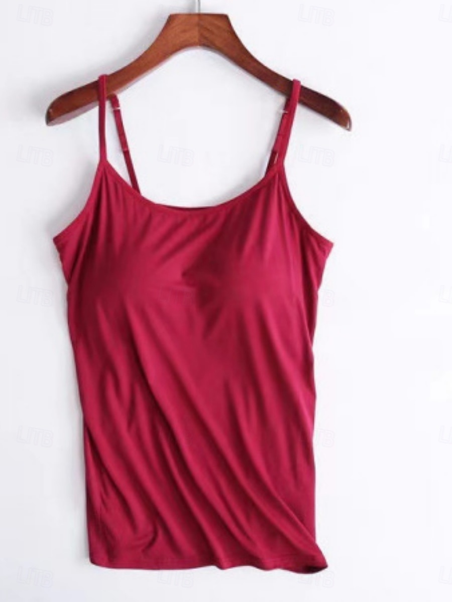 Dame Camisole Tank Top Helfarge Daglig Fritid Ermeløs Med stropper Vanlige topper Daglig Svart Hvit Rosa Lilla Fuksia Sommer 2025 - $15.99 –P4