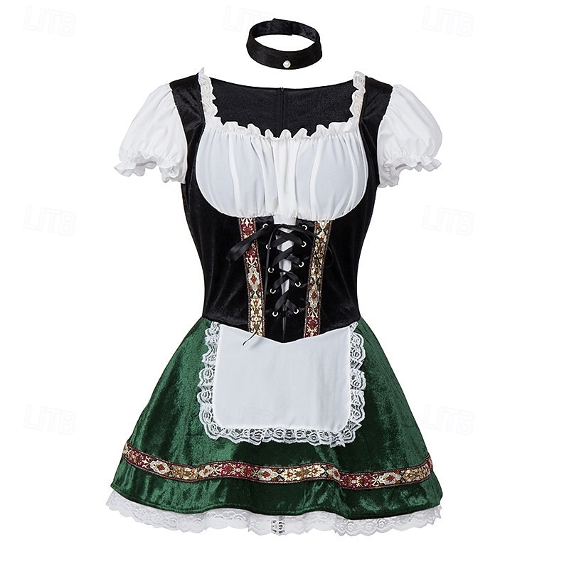Oktoberfest Mini Sukienka Dirndl Pokojówka Seksowny bawarski Alpejski Łąki Damskie Impreza Festiwal Piwa Tkanina w stylu tradycyjnym (30 cm) 2026 - $37.99 –P5
