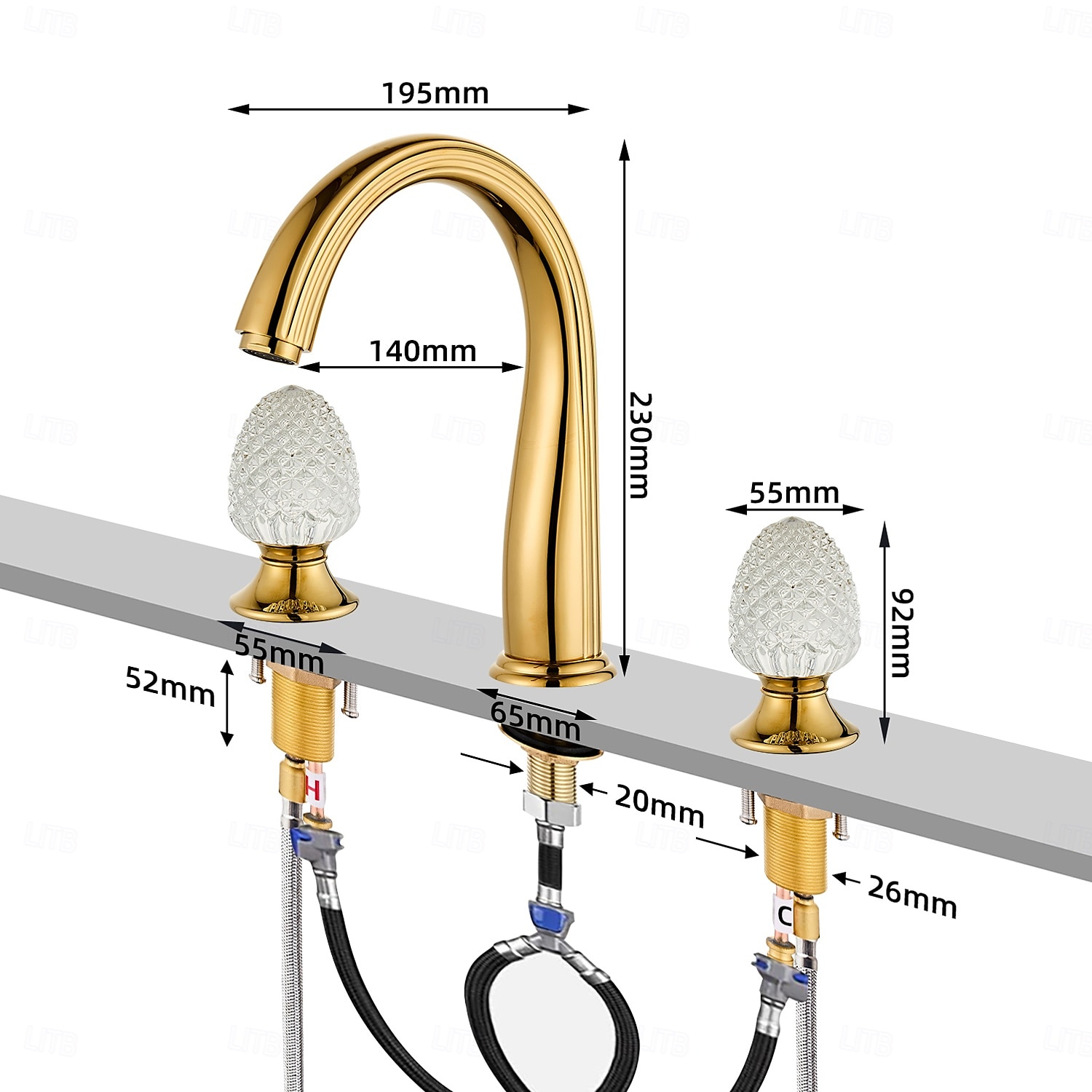 Robinet de lavabo - Séparé Électroplaqué Diffusion large Deux poignées trois trousBath Taps de 2025 ? $275.39 –P2