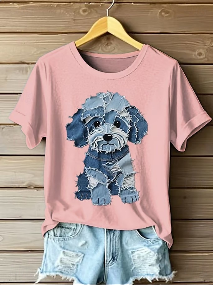 Femmes T-shirt Graphique Animal Chat ancien Élégant Classique Manche Courte Col ras du cou Hauts Réguliers Quotidien Week-end Imprimé Noir Blanche Rose Claire Bleu Vert Été Printemps de 2025 ? €18.89 –P5