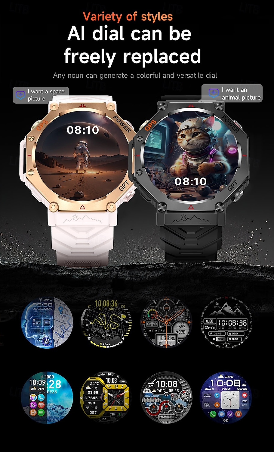 New ChatGPT AI assistant Smart Watch 5ATM Waterproof GPS Built-in Dual-band GNSS Compass Military Sport Smartwatch Men Woman 2025 - $53.99 –P7