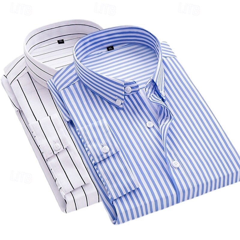 Per uomo Camicia elegante Camicia button-down Camicia a righe Camicia con Colletto A righe Formale Matrimonio Bianco + rosso Bianco + azzurro Blu navy + nero Blu navy + rosso Manica Lunga Tutte le del 2025 a $27.99 –P5