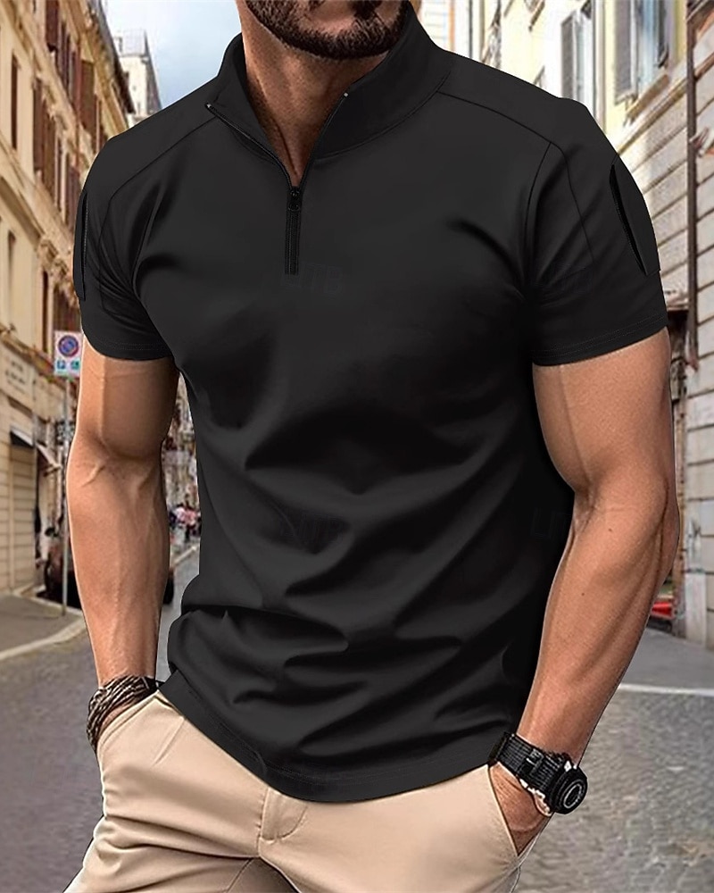 Per uomo Polo con zip a un quarto Maglia da golf Casuale Lavoro Zip a un quarto Manica Corta Essenziale Moderno Semplice Cerniera Estate Vestibilità regolare Bianco Rosa Blu marino Azzurro cielo del 2026 a $20.99 –P6