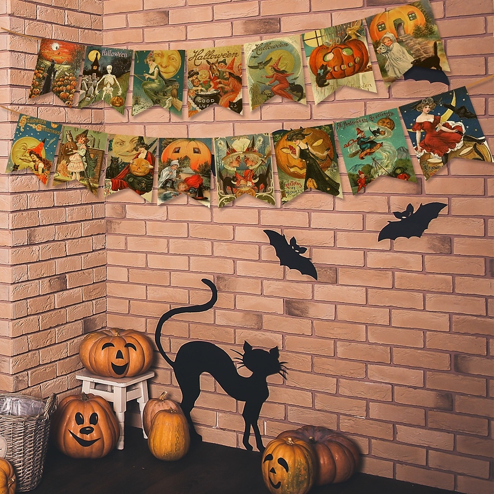 halloween podnoszenie flagi retro baner frak kwiat ustawienie dekoracji rekwizyty artykuły imprezowe 2025 - $9.49 –P10