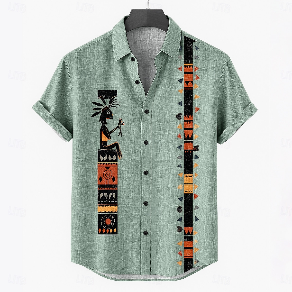 Hombre Camisa de lino Camisa de verano Ropa de playa Abotonar la camisa Tribal Vacaciones Casual Azul Piscina Verde Trébol Caqui Manga Corta Cuello Vuelto Verano Primavera Ropa 2025 - $24.99 –P5