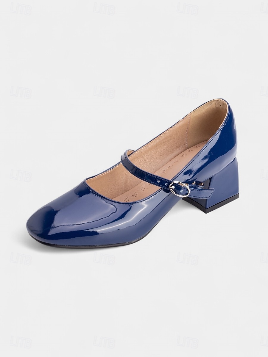 Dame vintage lyseblå lakksko med Mary Jane-blokkhæl – retro pensko i 1950-tallsstil for tenåringer og damer, ideelle for fester, skolearrangementer og hverdagslige elegante antrekk 2025 - $42.99 –P12