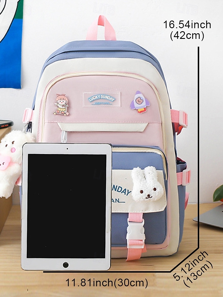 Tween & Teen Girls 5-Piece Kawaii Backpack Set, Large Capacity