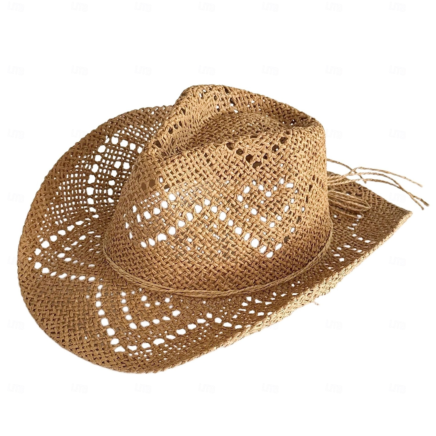 1 stk. elegant damehatt med strå og bred brem, lett og pustende sommerhatt for strandaktiviteter, uformell &formelle arrangementer, tilbehør til arrangementer 2025 - $44.99 –P8