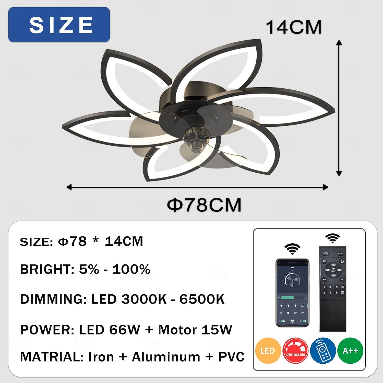Ventilatore da soffitto con illuminazione, moderno ventilatore a LED dimmerabile, lampada da soffitto con ventilatore e telecomando, temporizzazione silenziosa, lampada da soffitto a forma di fiore in del 2025 a $234.59 –P3