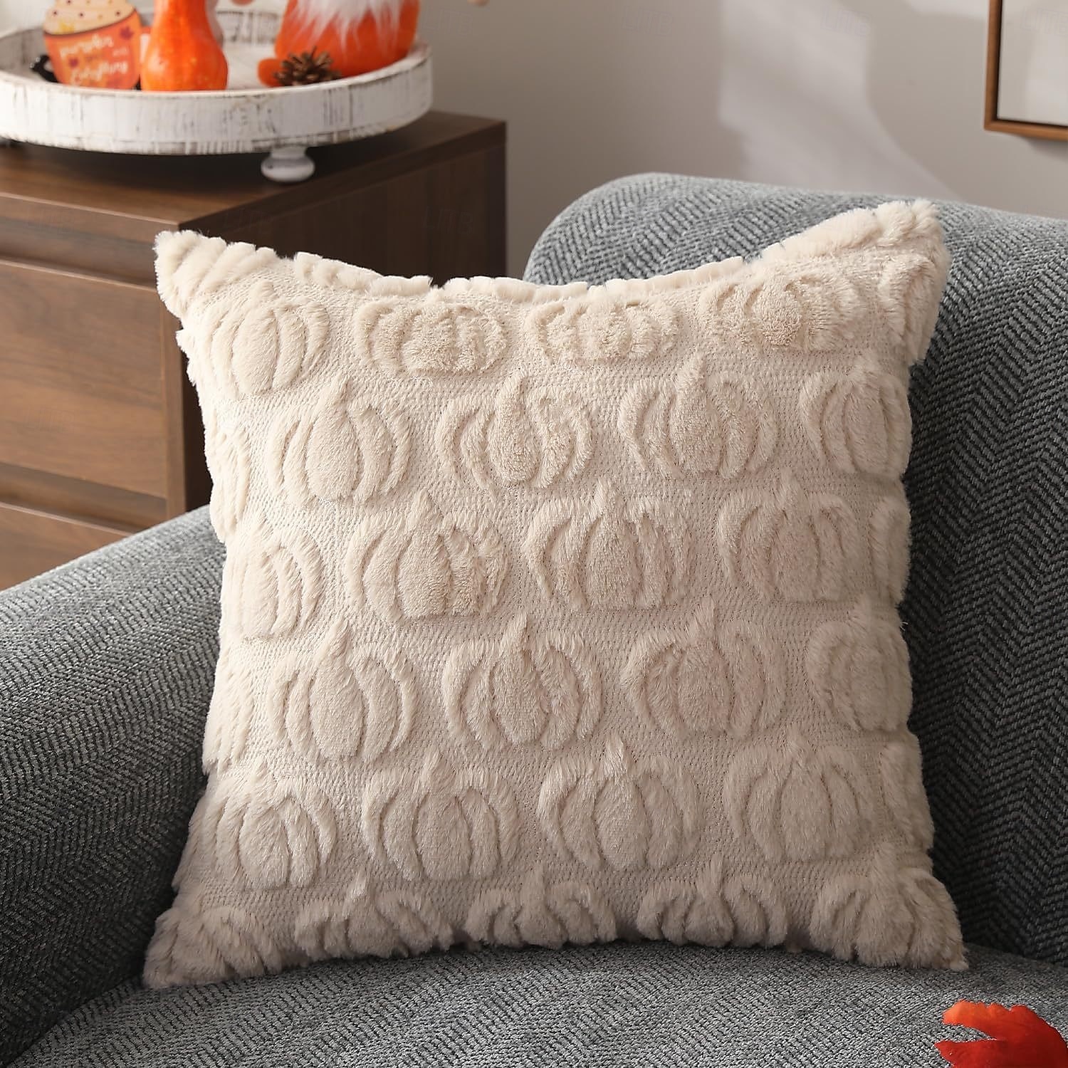 Fall Pillow Covers Fall Decorations Autumn Orange Pumpkin Throw Pillow Cases Soft Plush Faux Fur Wool Couch Cushion Case for Chair Sofa Bedroom Living Room Home Decor 2025 - $7.49 –P4