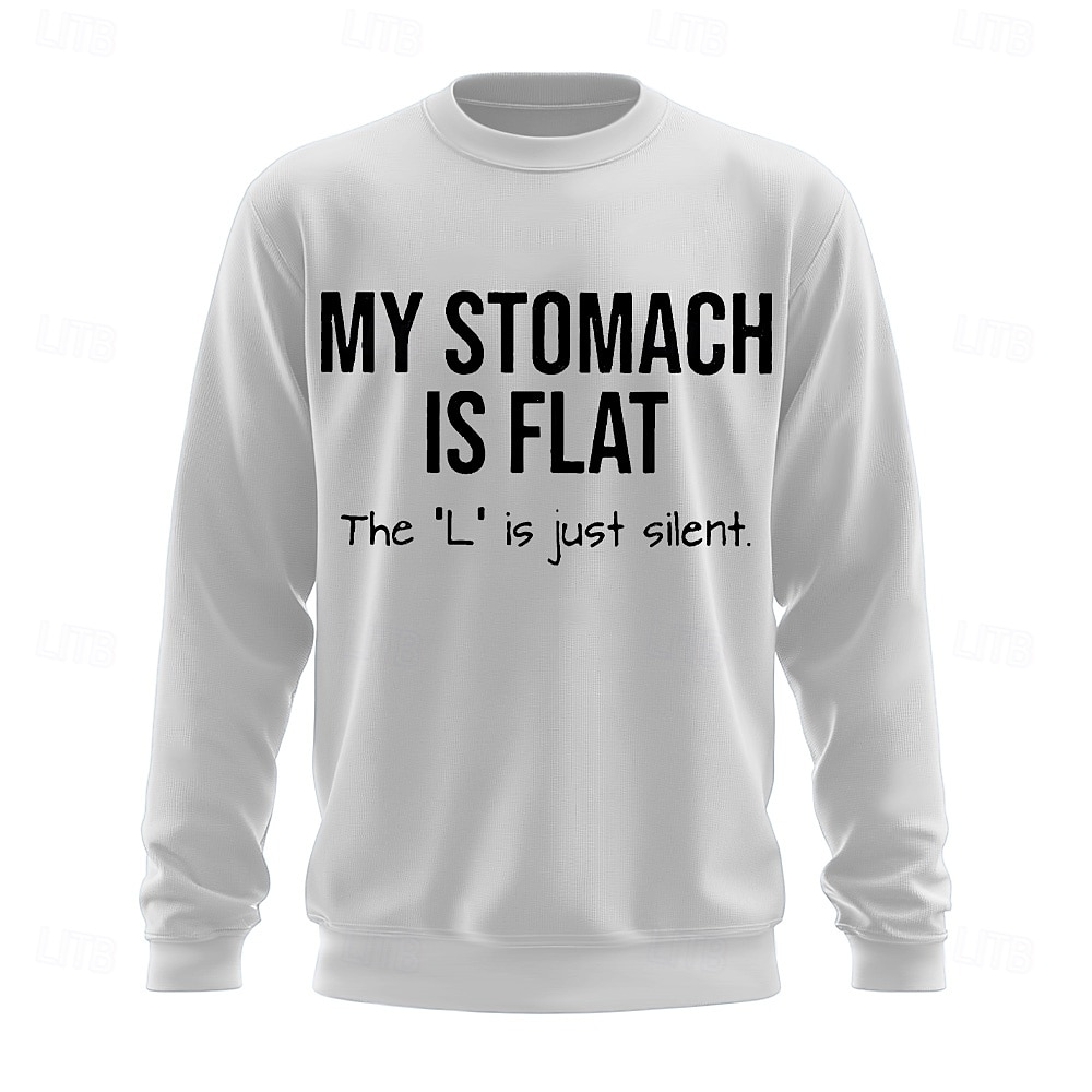 Herre Tekst Morsom Slang Genser Mote Daglig Langermet Crew-hals Svart Hvit Crewneck 3D Alle årstider Designer 2025 - $26.99 –P5