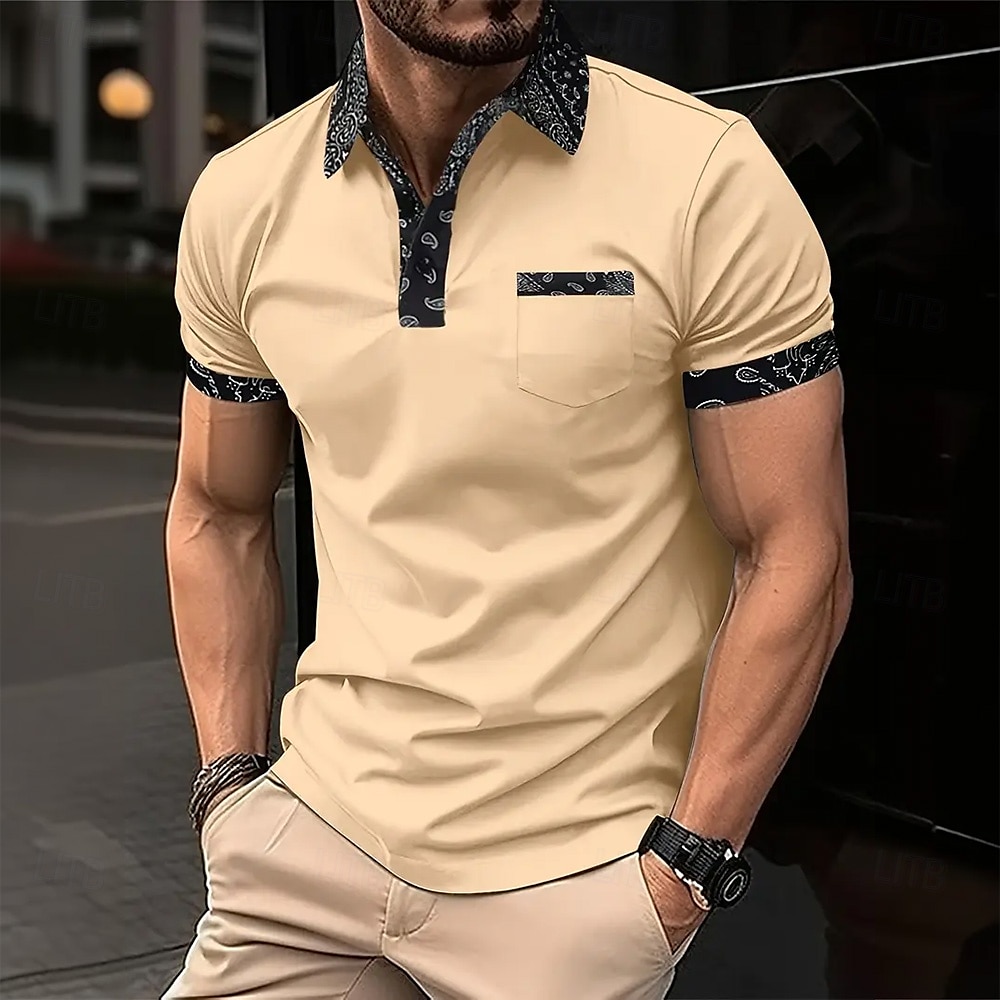 Men's Plain Golf Shirt Short Sleeve Polo Shirts Lapel Casual Business Casual Business Athleisure Pocket Buttons Summer Dark Brown Black Dark Green 2026 - $21.99 –P3
