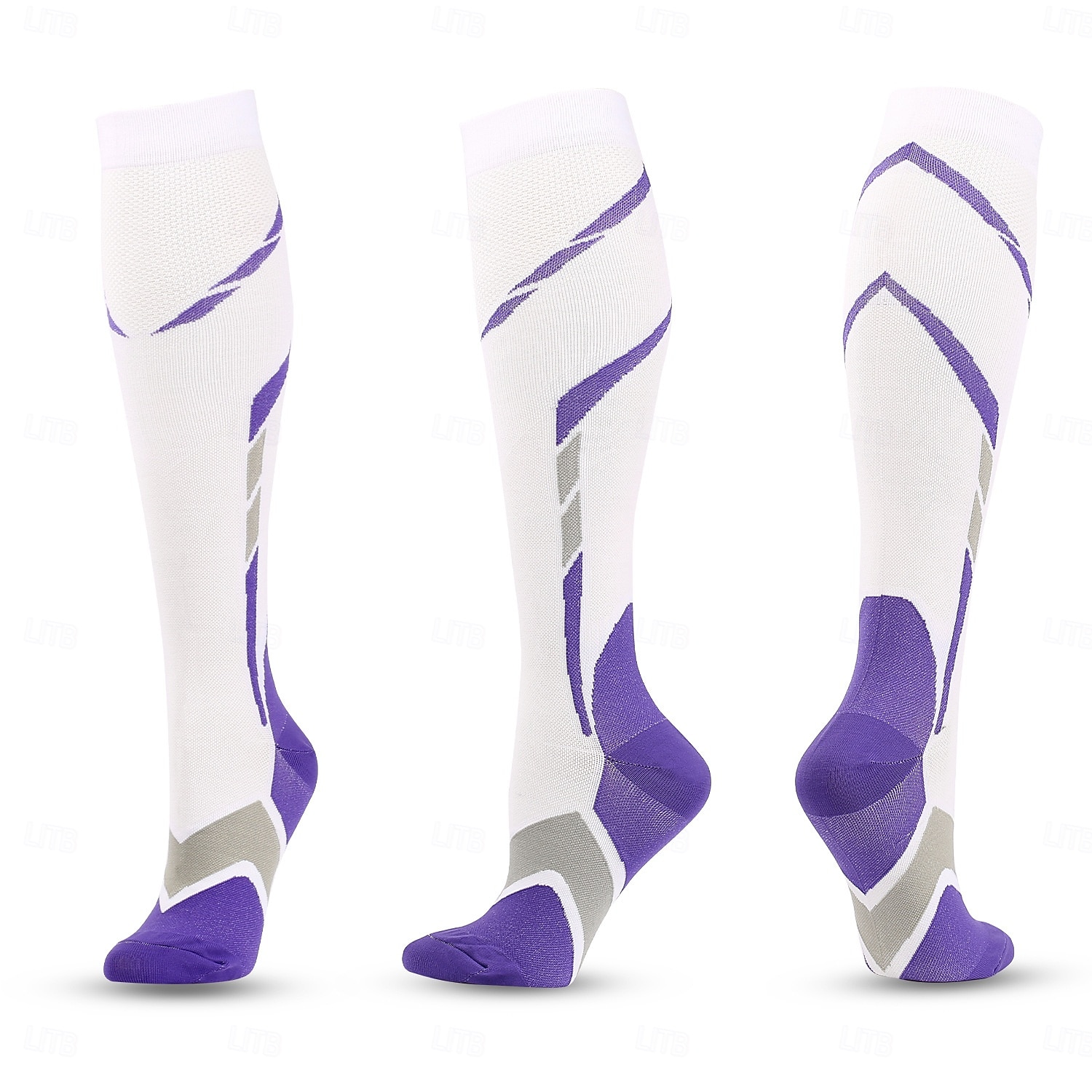 3 Pairs Compression Socks, Multi-Color Outdoor Running High Tube Pressure Socks, Athletic Performance Socks for Cross-Border Sale 2025 - $19.49 –P4