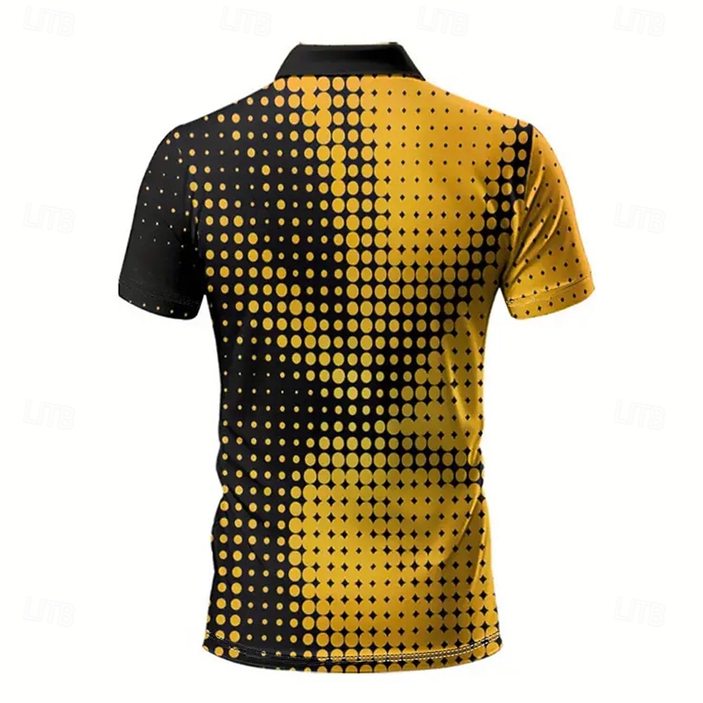 Муж. Абстракция геометрический Поло С короткими рукавами Отложной На каждый день Современное Для занятий спортом Одежда для спорта и отдыха На каждый день Пуговицы Лето Желтый 2025 - $20.99 –P3
