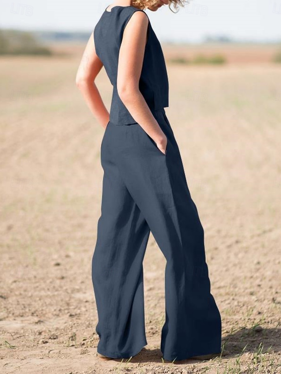 Dámské Elegantní Módní Šik ven Košile Halenka Bez rukávů Tričkový Pevná barva Venkovní Práce Ležérní Námořnická modř Oranžová Trávová zelená Léto Volný 2025 - $29.99 –P12