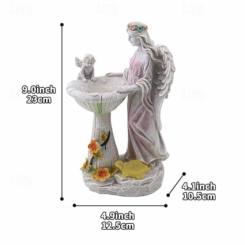 1 Pc outdoor solar illuminated sculpture angel fountain ornament light courtyard garden park lawn path resin ornament decorative light 2025 - $24.99 –P12
