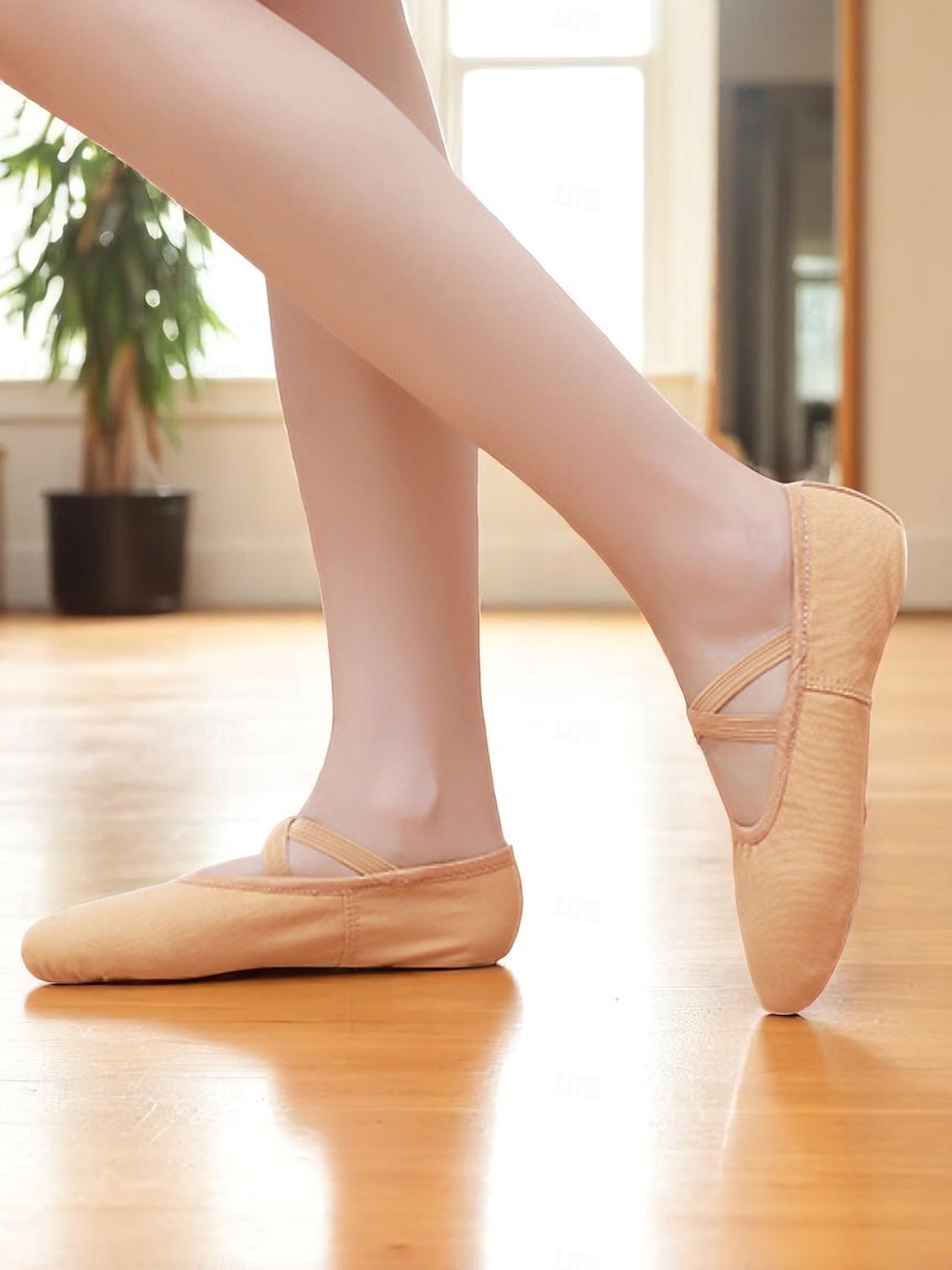 scarpette da ballo da donna in tela rosa - scarpe da allenamento professionali con cinturini elastici per l'allenamento in studio e le esibizioni del 2025 a $24.99 –P2