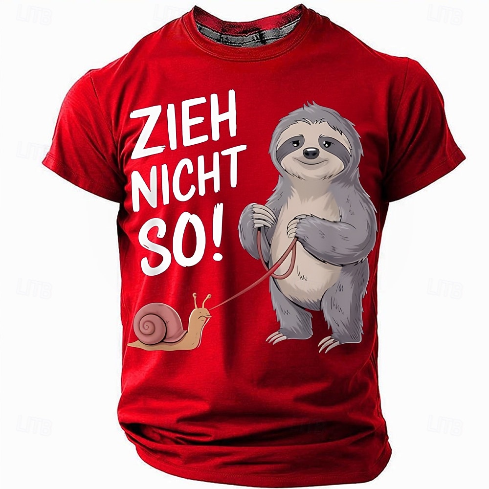 Men's Funny Graphic T-Shirt | Sloth Snail "Don't Pull So Much!" German Humor Lifestyle Tee 2026 - $19.49 –P4