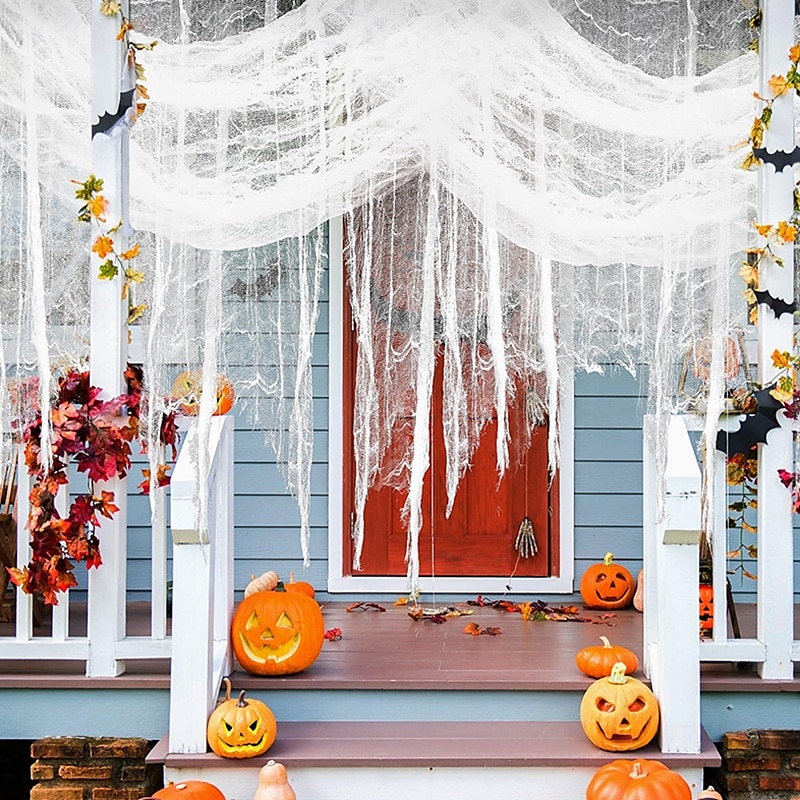 halloweeni hátborzongató kendő 7 x 33 láb (2,15 x 10 m) szakadt gézszövet, vérfoltos akasztódekoráció, kísérteties kísértetház kültéri udvari jelenet kellék, szellemparti hangulatot kölcsönző 2025 - $14.99 –P6