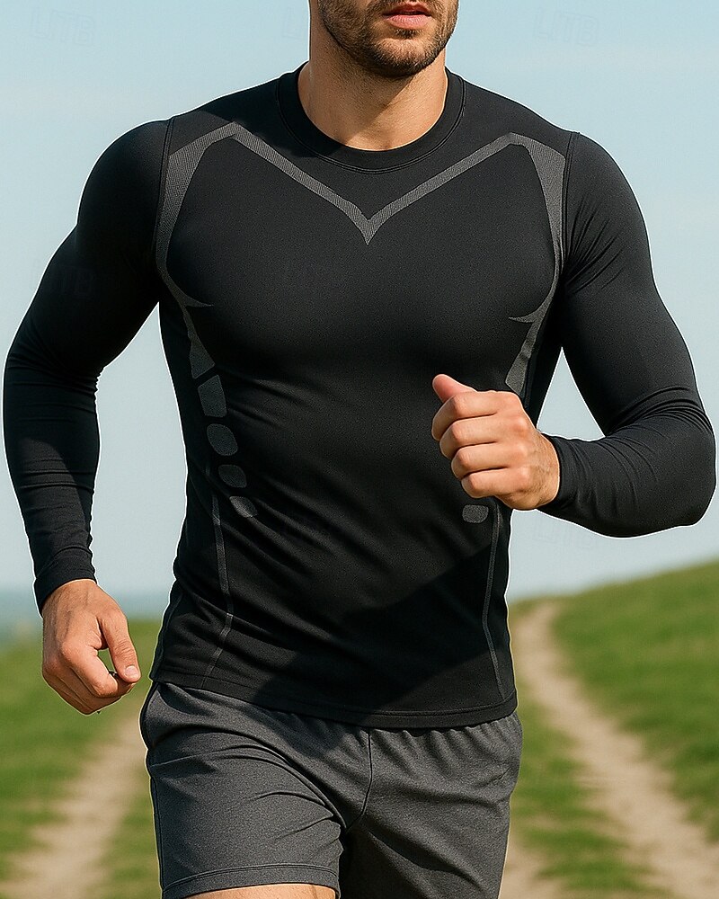 בגדי ריקוד גברים אחיד טישרט לריצה חולצת טניס קיץ אביב רזה שרוול ארוך ייבוש מהיר קל משקל אלסטי נושם טניס גולף ריצה שחור בגדי ספורט לבוש אקטיבי 2026 - $13.99 –P1