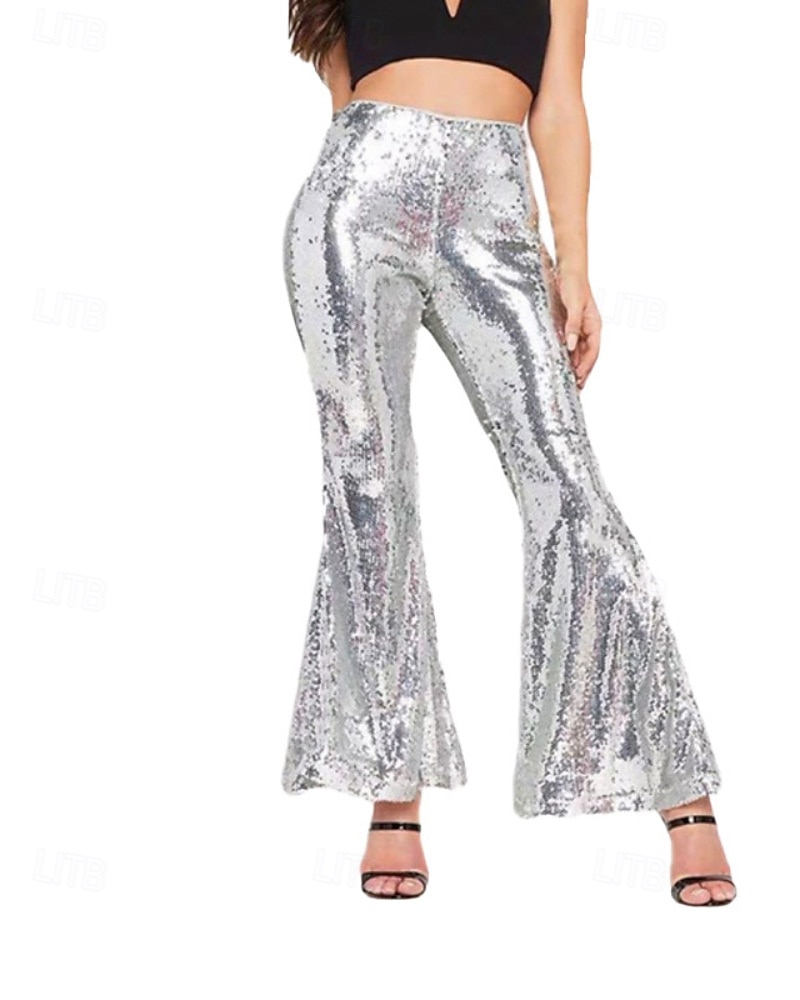 Per donna Gamba larga Moda Streetwear Lunghezza intera Naturale Semplice Paillettes Elastico in vita Comodo All'aperto Confortevole All'aperto Vacanza Feste Argento Nero Rosso Autunno Vestibilit del 2025 a $22.99 –P1
