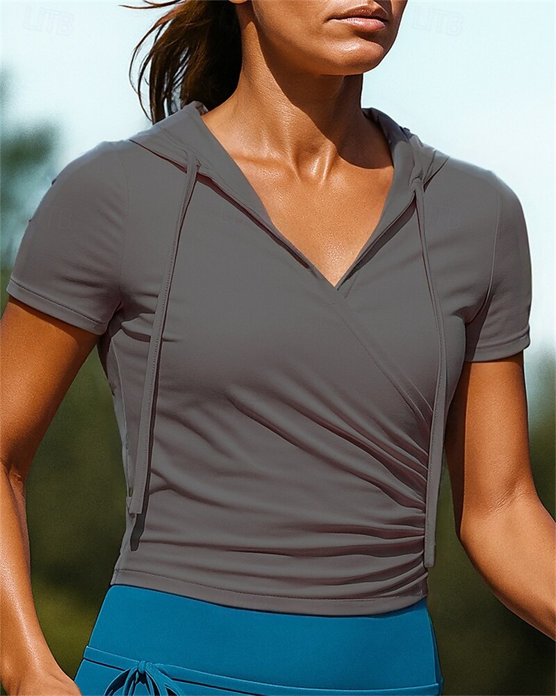 Damen Wanderhemd Wanderspitze Gerüschtes Oberteil Kurzarm V Ausschnitt Oberteil Außen Atmungsaktiv Schnelltrocknend Feuchtigkeitsableitend Leicht Nylon Schwarz Weiß Rosa Tennis Golfspiel Laufen 2025 - $21.99 –P4