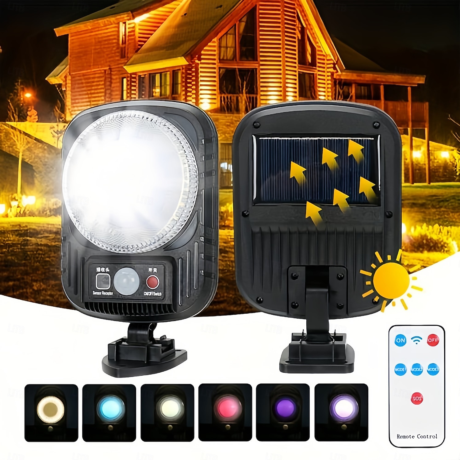 Ferngesteuerte LED-Solarstraßenlaternen im Freien mit Fernbedienung, wasserdichte Garten-/Balkontreppenleuchte mit Bewegungssensor, 1 Stück 2025 - $21.99 –P1