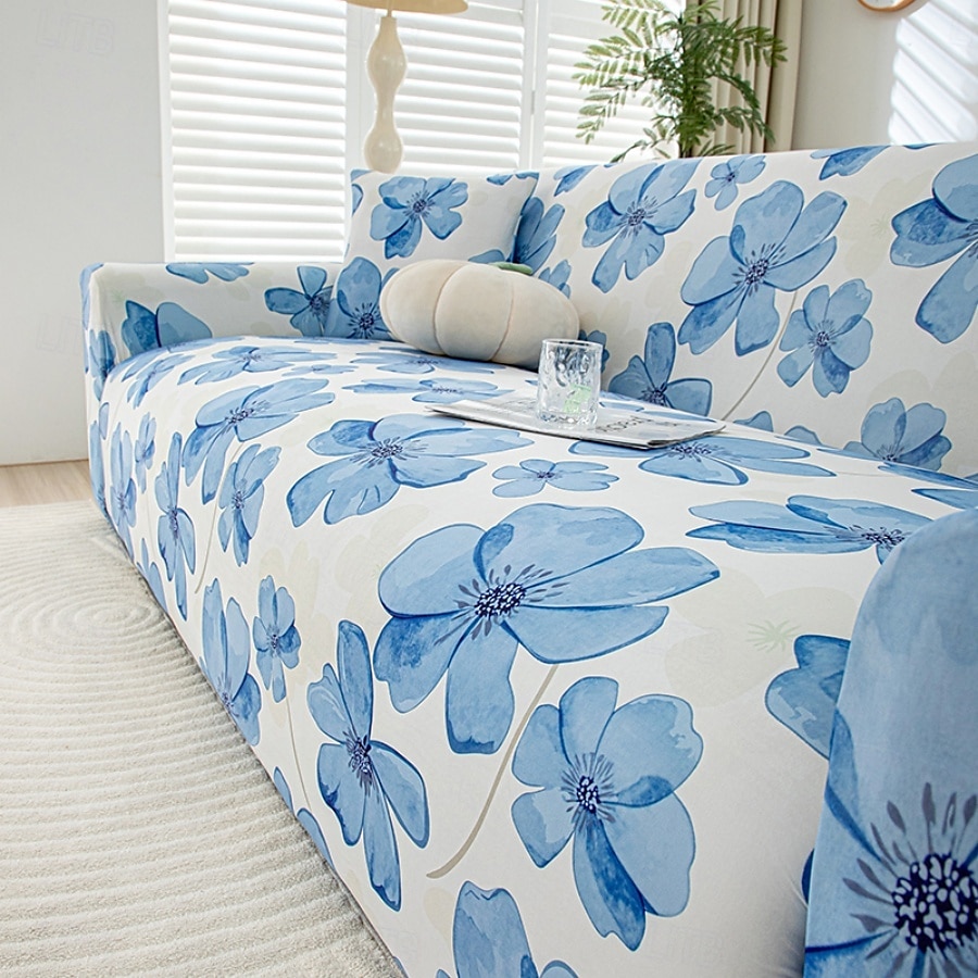 Capas de assento de sofá refrescantes com estampas de verão, capas universais para sofá chaise longue em forma de L, capa de sofá elástica de seda gelada de 1/2/3/4 lugares de 2025 por $84.99 –P7